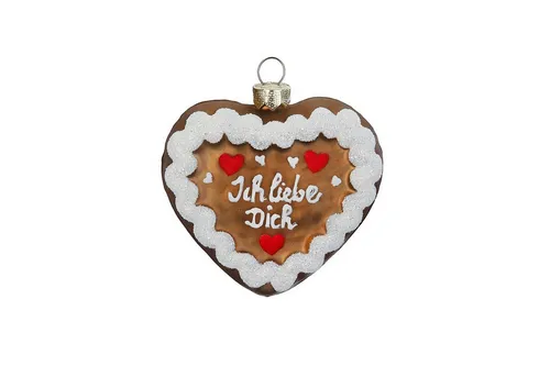 MAGIC by Inge Christbaumschmuck, Christbaumschmuck Lebkuchen Herz Figur 6cm Glas Braun