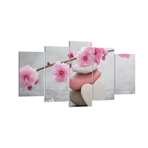 Wandbilder Dekoration Wohnzimmer Yoga weiblich Blume Gesundheit Bilder auf Leinwand 160x85cm Leinwandbild Schlafzimmer Set 5 teilige Wand Kunstdruck Art Groß XXL Wanddeko Bild Canvas EA160x85-3178