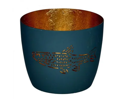 Giftcompany Kerzenhalter Windlicht Madras Fisch Powder Blue in blau von GIFTCOMPANY