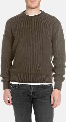 Replay Herren Strickpullover, Mud Green 759 - XXL - Pullover für Herren aus trageangenehmer Baumwolle, klassische Rundhalsform und bequeme Rippbündchen für optimalen Tragekomfort.