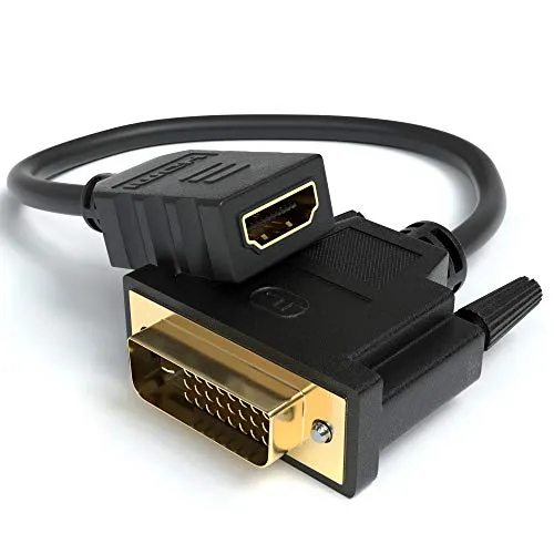 JAMEGA – DVI auf HDMI Adapter | HDMI Buchse zu DVI-D Stecker 24+1 DVI auf HDMI Kabel Konverter RGB Adapterkabel | 4K High Speed HDTV bis zu 1080P Full HD vergoldete Kontakte für TV, Beamer, PC UVM.