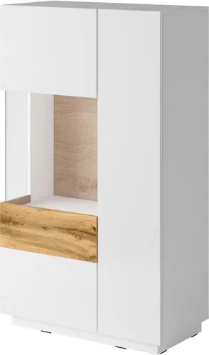 Geschirrschrank Andrea, 2-türig in Weiß und Holzoptik