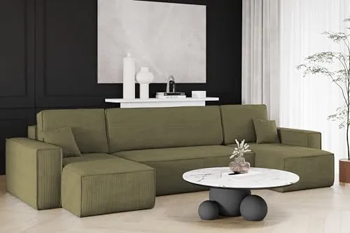 Kaiser Möbel Ecksofa Best mit Schlaffunktion - Sofas & Couches - Modernes U-Form Sofa mit praktischer Schlaffunktion und hochwertigem Cordbezug für höchsten Komfort und Langlebigkeit.