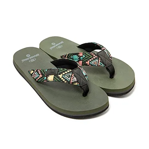 BRASILERAS Herren Zehensandalen mit Rutschfester Sohle bequem Schuhe Strand/Schwimmbad/Stadt grün 44 EU