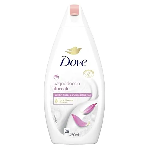 Dove Blumiges Duschgel, dermo-natürliche Feuchtigkeitspflege, Lotusblüten und rote Früchte, 1/4 Feuchtigkeitscreme, dermatologisch getestet, Schaumbad für Damen und Herren, 100% recycelte Flasche*