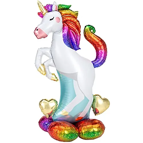 Amscan 4242711 - Folienballon Einhorn, Größe ca. 130 cm, mehrfarbiger AirLoonz-Ballon, mit Helium oder Luft befüllbar, Geschenk, Dekoration, Kindergeburtstag, Magic Unicorn