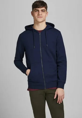 Jack & Jones Herren Zip Hoodie JJEBASIC Blau XXL - Herren-Sweatjacken, komfortabler Regular-Fit mit 85% Baumwolle für optimalen Tragekomfort und sportliche Eleganz.