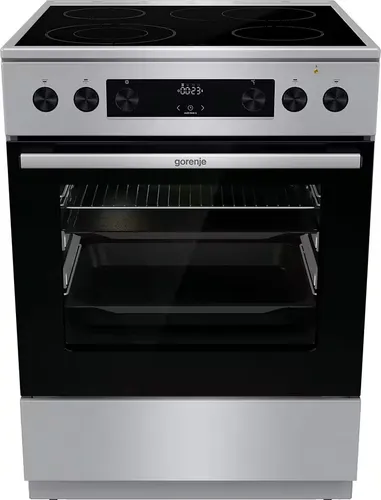 Gorenje Stand-Elektroherd GECS6C70XPA - Hochwertiger Stand-Elektroherd mit Glaskeramikfeld, energieeffizient (A) und 71L Innenraumvolumen für optimale Kochmöglichkeiten.