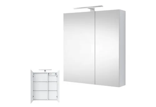 Planetmöbel Spiegelschrank 60cm Weiß mit LED - Spiegelschränke fürs Bad mit geräumigen Fächern und stilvoller LED-Beleuchtung für eine moderne Badgestaltung. Soft-Close-Funktion für geräuschloses Öffnen und Schließen.