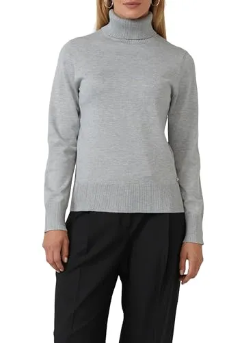 S.OLIVER BLACK LABEL Strickpullover für Damen, Gr. 46, grau - Eleganter Damen-Pullover von s.Oliver BLACK LABEL mit taillenbedeckendem Slim Fit und kuscheligem Rollkragen. Ideal für den casual Look und angenehm zu tragen dank atmungsaktiver Strickqualität.