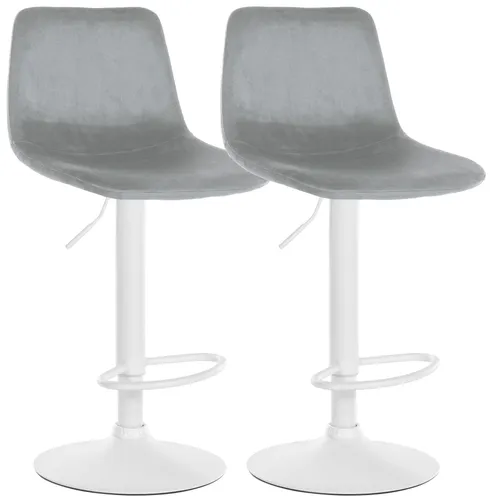 CLP Barhocker Divo 2er Set, Samt drehbar und höhenverstellbar, grau mit Metallgestell