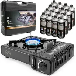 Greenpoint Gaskocher mit 16 Gaskartuschen