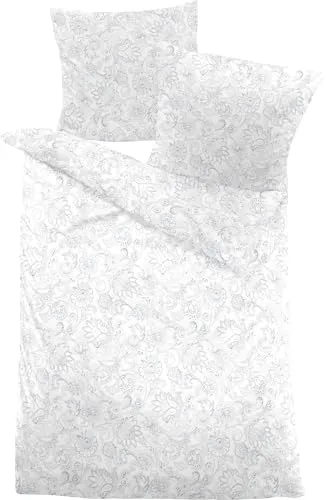 Dormisette Bettwäsche Edelbiber grau-weiß 135x200 cm - Hochwertige Bettwäsche im eleganten Paisley Design, aus 100% Baumwolle, pflegeleicht und mit praktischem Marken-Reißverschluss. Ideal für einen gemütlichen Schlaf.