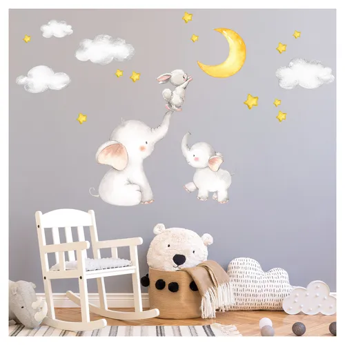 Wandtattoo Wandsticker Kinderzimmer Tiere Wanddeko Aufkleber Elefant Baby DL463