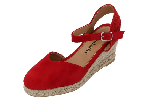 Palado Keilsandaletten Damen Sathos – elegante Wedges in Rot UK7 - EU40 - Modische Keilsandaletten mit gepolsterter Innensohle für hohen Tragekomfort. Verstellbare Riemen sorgen für optimalen Halt. Rutschfeste TPR-Sohle bietet Sicherheit und Stabilität. Perfekt für den Sommer und vielseitig kombinierbar.