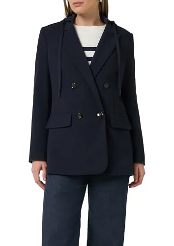Comma Doppelreihiger Blazer mit Abnehmbarer Kapuze - Eleganter Doppelreihiger Blazer im Relaxed Fit, ideal für stilvolle Looks. Die abnehmbare Kapuze und die Pattentaschen bieten praktische Details für den Alltag.