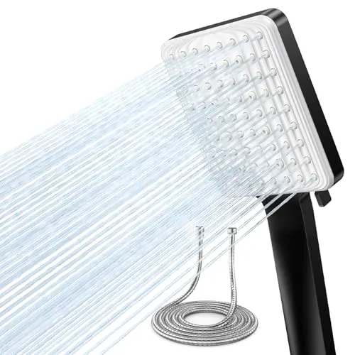 VOXON Duschkopf mit Schlauch 1.8M, Handbrause Duschkopf Gross, Duschkopf Wassersparend Hochdruck, Einhand-Einstellung, Duschkopf XXL mit 6 Strahlarten