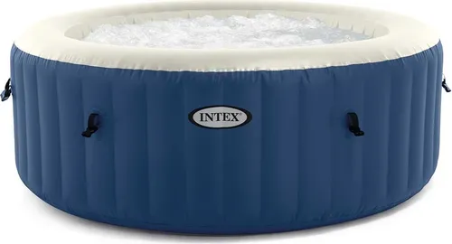 Intex PureSPA Bubble Whirlpool für 4 Personen, blau, Ø195 cm - Genießen Sie entspannende Wellnessmomente mit dem Intex PureSPA Bubble. Der aufblasbare Whirlpool für 4 Personen bietet schnelle Aufheizzeiten, 140 Luftsprudeldüsen und hohe Stabilität dank innovativer Fiber-Tech-Technologie.
