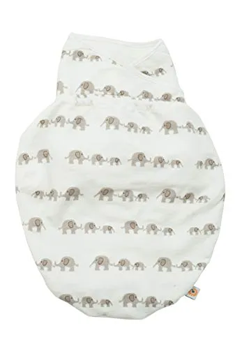 Ergobaby Pucksack Baby 0-3 Monate Baumwolle, Puck Baby Schlafsack Ganzjahres Pucktuch Swaddler, 47 - 61 cm/ 3.2 - 6.6 kg, Elephant