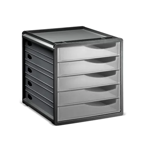 Bürobox Space 5 Schübe grau transparent von Rotho