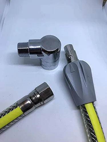 m Edelstahlschlauch / Gas-Steckschlauch + Gassteckdose 1/2 (geeignet für Flüssig- / Erdgas) - Anschluss Gasherd, Gaskocher, Backofen, Gaskochmulde Gasbräter Kocher Edelstahl Gasschlauch Anschluss 2