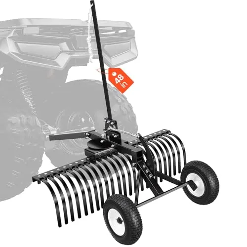 VEVOR Rasentraktor Heuharke 1219 mm – Robuster Rasenrechen für ATV & Traktoren