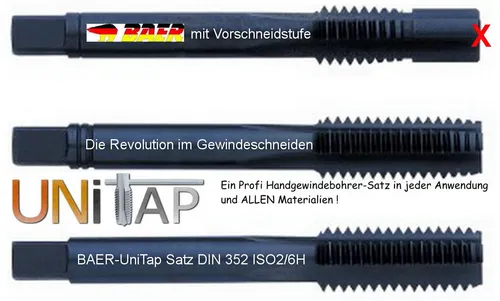 Handgewindebohrer Set Baer Gewindebohrer M8 Satz UniTap Bohrer Gewindeschneider