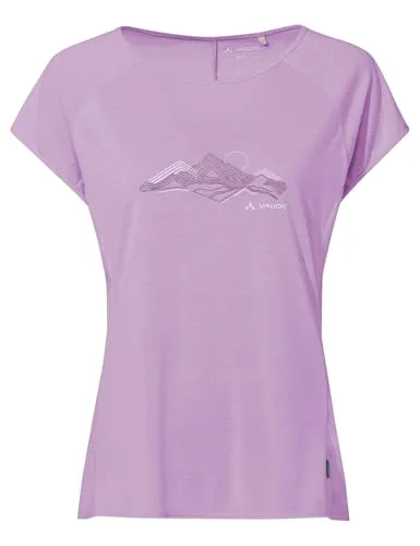 Vaude Women's Tekoa T-Shirt II - Funktionsshirt Gr 38 lila - Bequemes Funktionsshirt in Lila für Alltag und Bergsport. Hergestellt aus 75% recyceltem Polyester und 25% Lyocell, ideal für Wandern und Sportklettern.