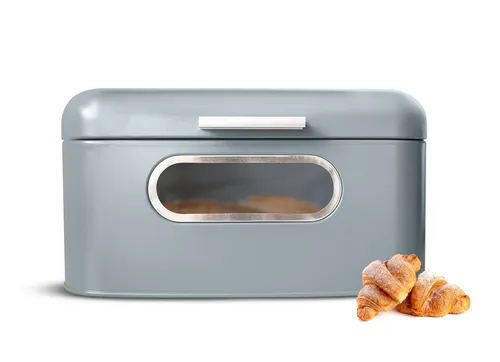 Brotkasten aus Metall Sichtfenster Brotbox Brotbehälter Rollbrotkasten