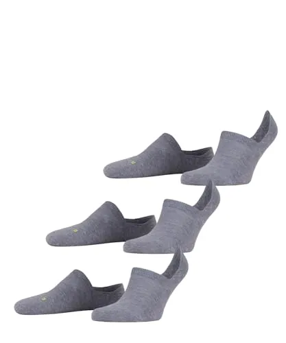 FALKE Unisex Füßlinge Cool Kick Invisible Multipack U – 3 Paar, Grau Light Grey Melange - Damen-Socken, feuchtigkeitstransportierend und unsichtbar mit Anti Slip System für perfekten Halt in Schuhen, ideal für sportliche Aktivitäten.