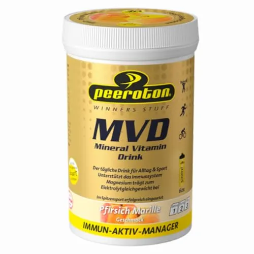 Peeroton MVD Mineral Vitamin Drink - Pfirsich-Marille - Sportnahrung Elektrolyt-Ersatz-Getränke: Hochdosiertes Vitamin C stärkt das Immunsystem und hydratisiert schneller als Wasser, ideal für Sportler und aktive Menschen.
