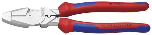 Knipex 09 15 240 Elektriker Kraft-Kombizange 240mm - Zangen für Elektriker: 50% Kraftersparnis durch optimierte Übersetzung, ergonomische Griffform und induktiv gehärtete Schneiden für langlebige Leistung.