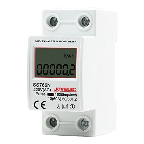 JOYELEC LCD Digitale 220V Stromzähler Hutschiene KWh Zähler 10(60) A 1-phasiger Wechselstromzähler 2-poliger 2P-DIN-Schienen-Stromzähler，zeigt nur kWh an, keine Hintergrundbeleuchtung