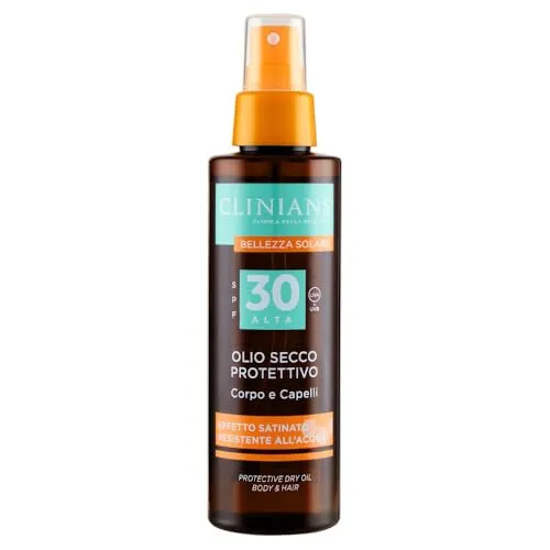 CLINIANS | Trockenöl Schutz für Körper und Haare SPF30, mit Vitamin E, Mandelöl, Argan und Jojoba, 150ml