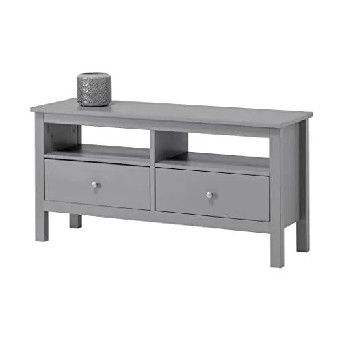 hagge home Vesa Lowboard Fernsehtisch - TV-Halterungen aus massivem Kiefernholz, ideal für kleine Räume, mit nachhaltigem Design und individueller Textur für zeitlose Eleganz.