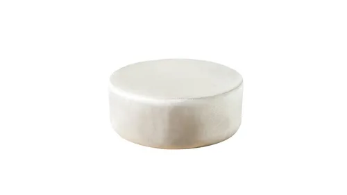 Rundhocker Pouf Polsterhocker für Innen- und Außenbereich - Moderne Sitzgelegenheit in Weiß, perfekt für Wohnzimmer oder Garten. Mit stabilem Holzgestell und weichem Polyesterbezug für hohen Komfort. Komplett montiert und bereit für den Einsatz.
