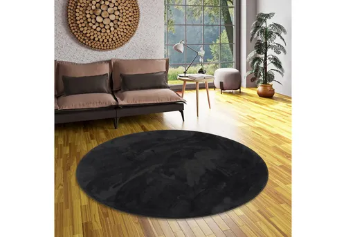 Snapstyle Luxus Teppich, Schwarz, Textil, Rund, 100x100 cm - Eleganter Hochflorteppich in Schwarz, ideal für stilvolle Akzente. Mit rutschfester Unterseite für sicheren Halt und hoher Strapazierfähigkeit, perfekt für jedes Zuhause.