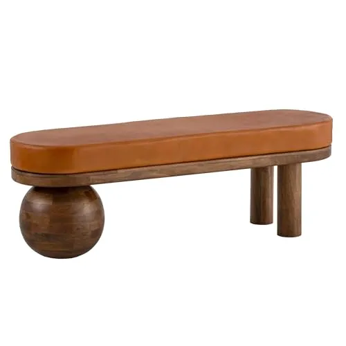 Sitzbank FineBuy Flurbank 140 cm aus Echtleder und Holz - Sitzbank aus hochwertigem Echtleder und massivem Holz, ideal für Flur und Wohnzimmer, bietet Platz für bis zu zwei Personen und vereint modernes Design mit Komfort.