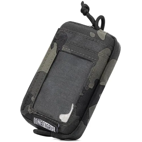 OneTigris Geldbörse 500D Nylon Kleines Portemonnaie mit Reißverschluss Taktische Geldbeutel Kartenhalter Kleingeldfach Slim Wallet für Männer und Frauen-Camo Schwarz