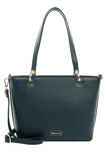 Tamaris Shopper TAS Anja für Damen, grün 32 cm x 22 cm x 10 cm - Einkaufstaschen & Einkaufstrolleys, eleganter Shopper aus Echtleder mit praktischem Reißverschluss und abnehmbaren Tragegriffen - ideal für stilvolle Einkäufe.