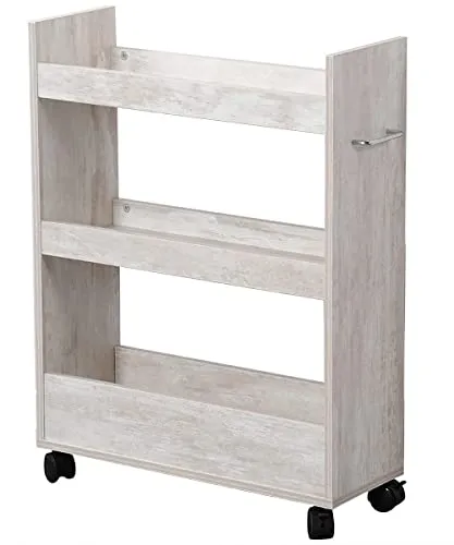 KESPER Nischenregal, weiß gekälkt, FSC-zertifiziert - Praktisches Nischenregal mit 4 Rollen für flexiblen Stauraum. Ideal für Gewürze, Bücher oder alltägliche Gegenstände – sorgt für Ordnung in jedem Raum!