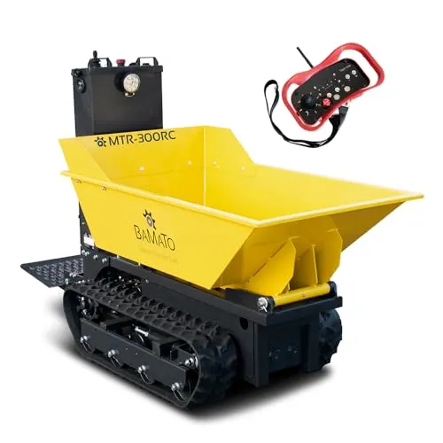 BAMATO Mini Raupendumper MTR-300RC mit Fernsteuerung - Minidumper mit hydraulischer Kippfunktion, ideal für Baustellen und Gartenarbeiten, leicht zu steuern durch Fernbedienung.
