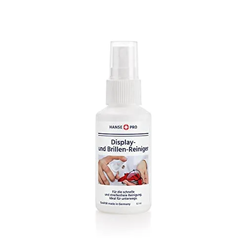 HANSE PRO Brillen-Reiniger, 1 x 50 ml I Brillen-Pflege I Reinigungs-Spray I schnelle und streifenfreie Reinigung von Brillen und Display-Oberflächen I ideal für unterwegs