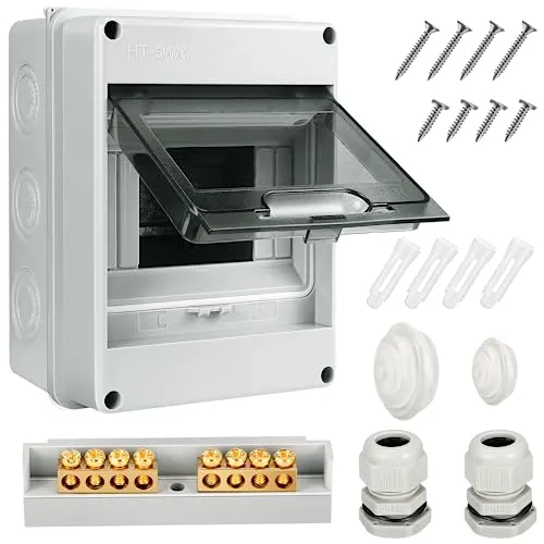 Elektrisches Gehäuse, 5 Module, IP65-Sicherungskasten, wasserdicht | mit Klemmenblock und DN-Schiene, elektrische Anschlussdose für Garten oder Außenbereich