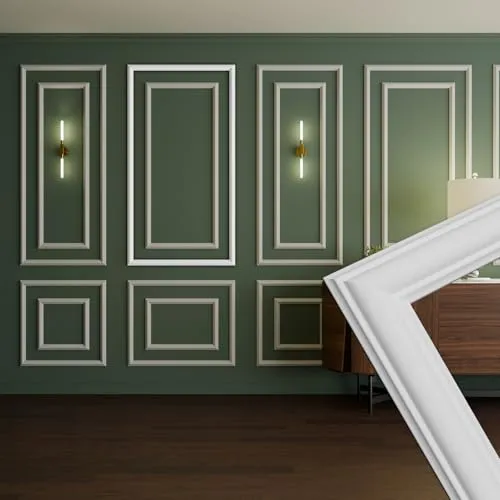 HEXIM Stuckleisten Wandrahmen Set RM18-F 140x75 cm - Elegante Wandgestaltung in Weiß - Eleganter Stuckrahmen RM18-F, Größe 140 x 75 cm, aus hochdichtem Polystyrol. Ideal für kreative Wandinszenierungen, einfach zu montieren und verleiht Ihrem Raum mehr Tiefe und Charakter.