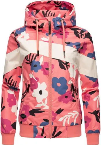 Ragwear Nuggie Block Flower Coral Damen Übergangsjacke - Vielseitige Übergangsjacke mit einzigartigem floralen Allover-Print. Wasserdicht und winddicht, ideal für Frühling und Herbst. Perfekt kombinierbar mit Jeans und Sneakern.