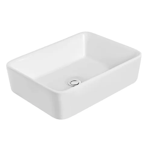 KR-182 Keramik Waschbecken Aufsatzwaschbecken Weiß Rechteckig