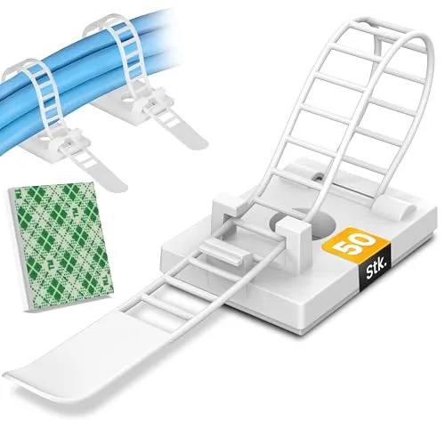 Flexowire 50 Stk. Kabelclips Kabelklemmen in weiß von Flexowire