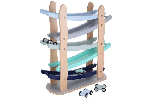 Kindsgut Murmelbahn - Motorik-Spielzeug aus Holz mit 4 Autos, fördert Geschicklichkeit und ist umweltfreundlich sowie schadstofffrei