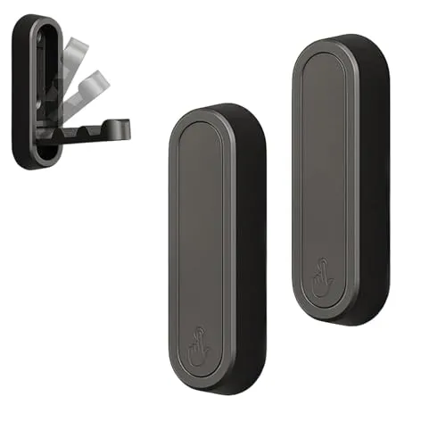 AABDTYYD 2 Stück Faltbare Wandhaken aus Zinklegierung, kleiderhaken klappbar und wandhaken für Garderobe, Küche & Bad, Magnetverschluss, Schwarz, Platzsparend (72,5 x 22,5 x 12 mm)